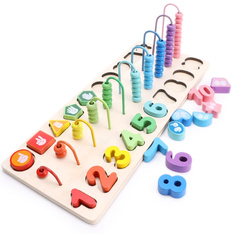 Children wooden montessori materials learning to count numbers deals matching digital shape match early education teaching math toys