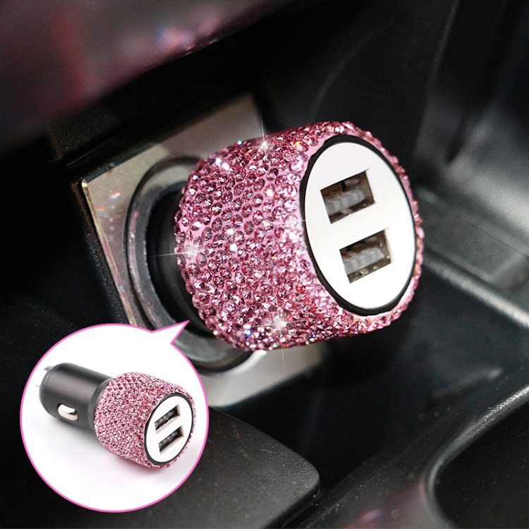 Diamond Car Dual USB Ladegerät Handy Hammer Ladegerät (pink)