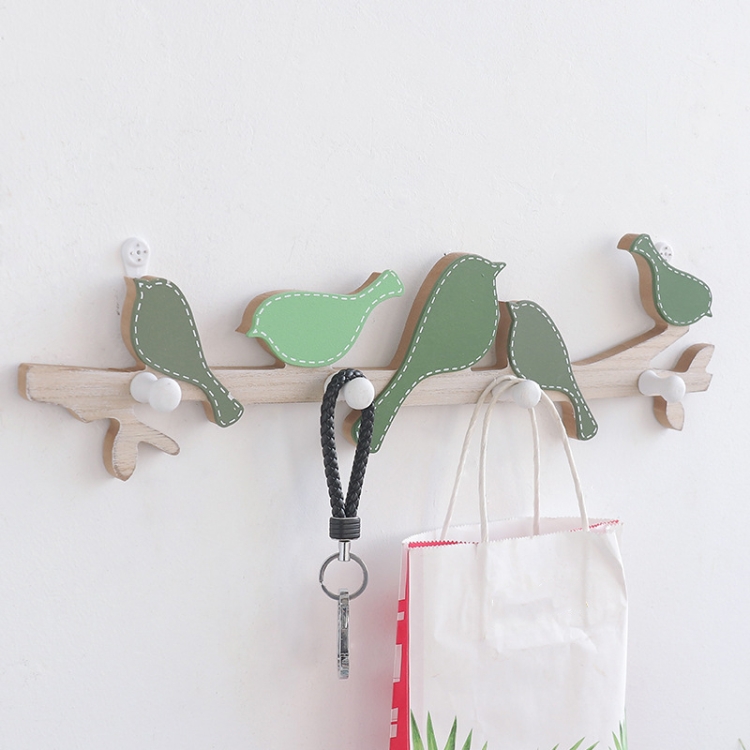 Decoración de pared de madera simple Ganchos para pájaros Ganchos para ropa  de pared para dormitorio (