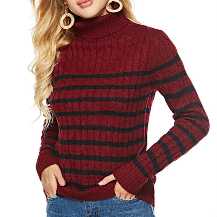 Red black hot sale striped turtleneck