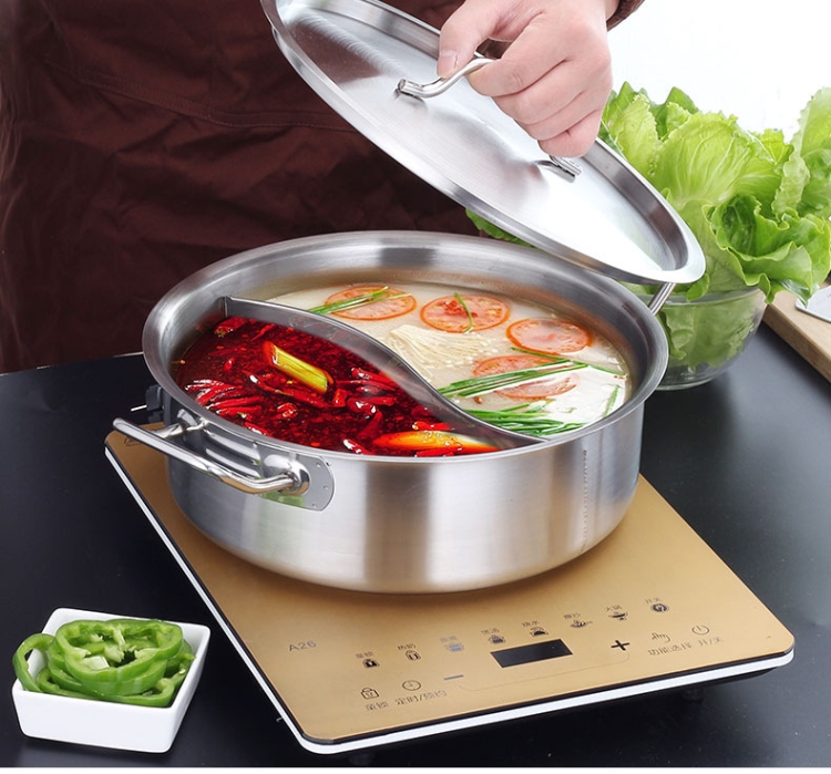 Acciaio inox di spessore Hot Pot ispessite fondo griglia Pot