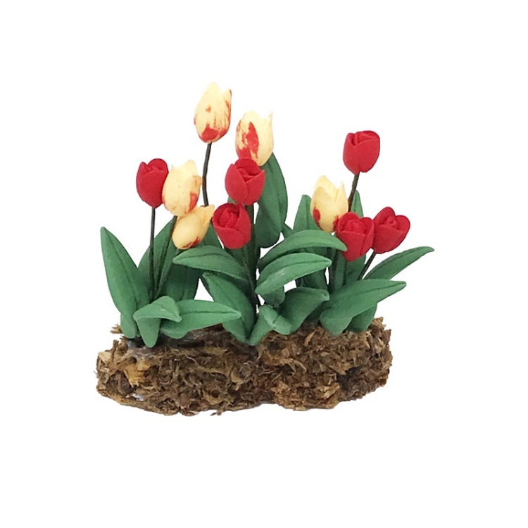Jardín Escala 1:12 flores de tulipán Dollshouse Miniatures Flores 