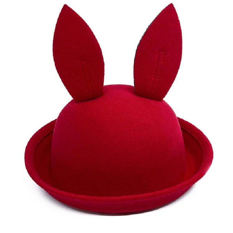 Marinero Afectar ambulancia Otoño e invierno Sombrero para niños Orejas de conejo puntiagudas de lana  Sombrero de lavabo Sombrero de pescador (Rojo)