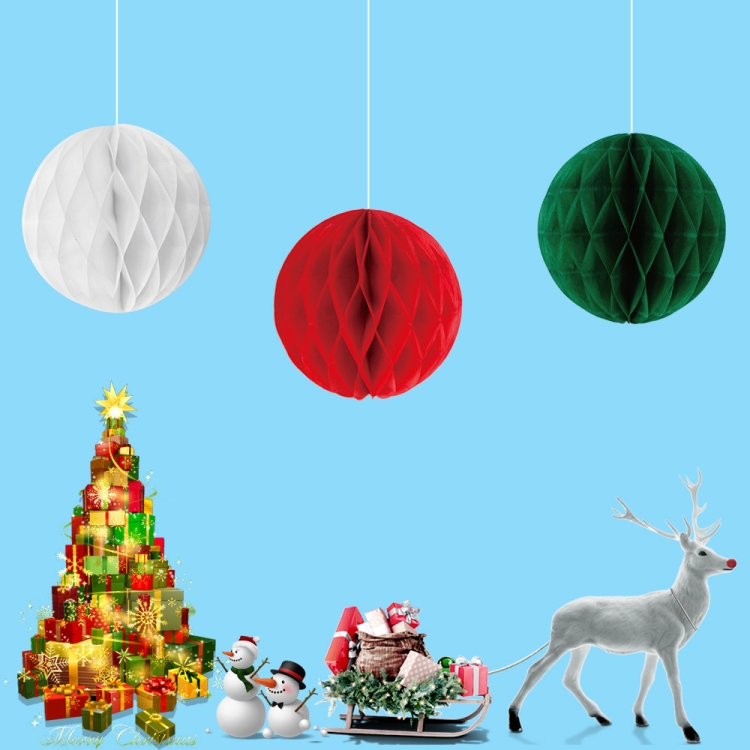 LH01 2 paquetes de adornos navideños de papel Bola de Navidad colgante  Decoración de flores para el hogar, especificación: C Bola de Navidad