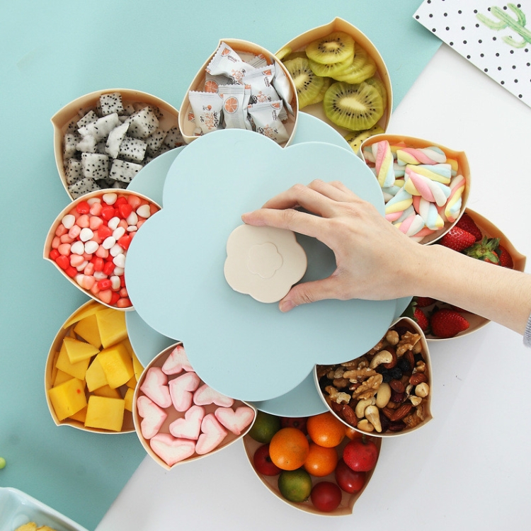 Food Storage Organizer Case Petal-Shape Rotating Two-deck Candy