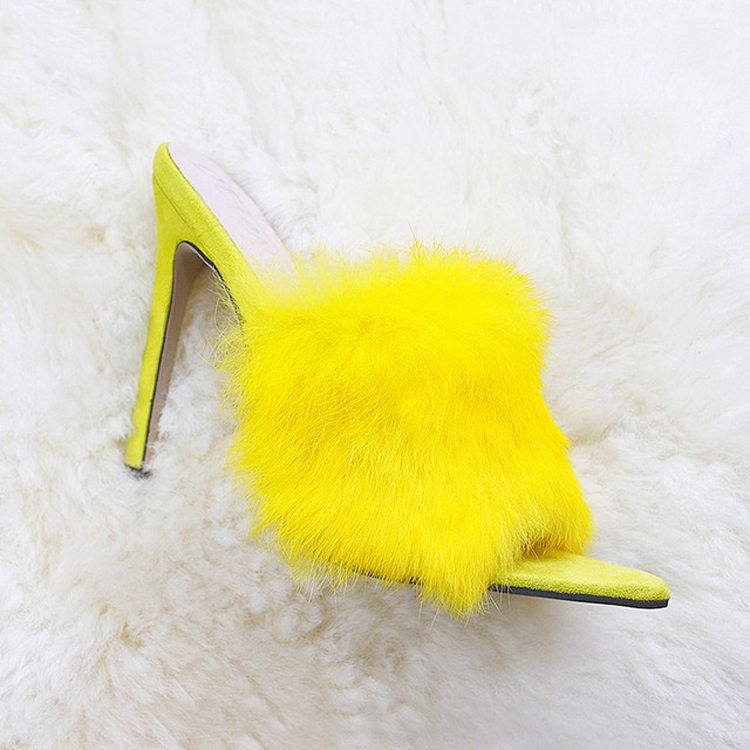 Yellow 2025 fluffy sandals