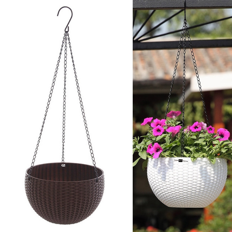 Rattanlike Hanging Basket Plastic Garden Flower Pot Creative Green