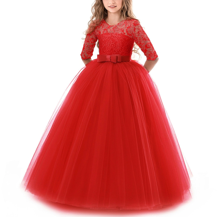 Vestido de fiesta para niñas Ropa para niños Dama de honor Boda Vestido de  princesa para niña de flores, Altura: 140 cm (Rojo)