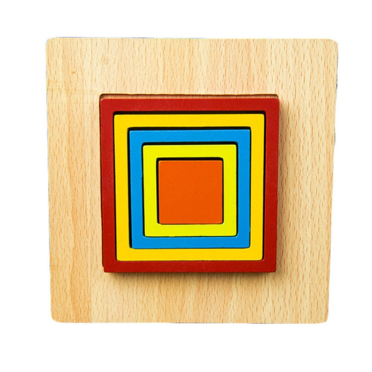 Email Aanzienlijk Wens DIY Creatief 3D Houten puzzel Geometrie Vormpuzzel Kinderen Educatief  speelgoed (vierkant)