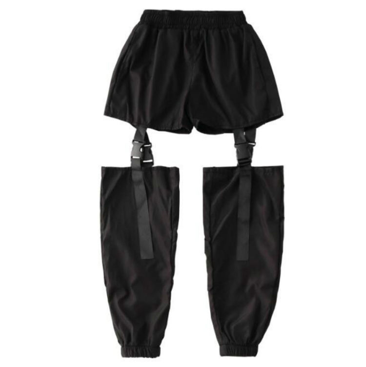 Overalls for women square dance street dance wide leg pants elastic waist  dragon fruit trousers black