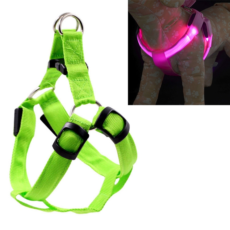 1 ensemble de harnais lumineux pour animaux de compagnie, Rechargeable,  éclairé par LED, sangle de poitrine réglable et brillante pour animaux de