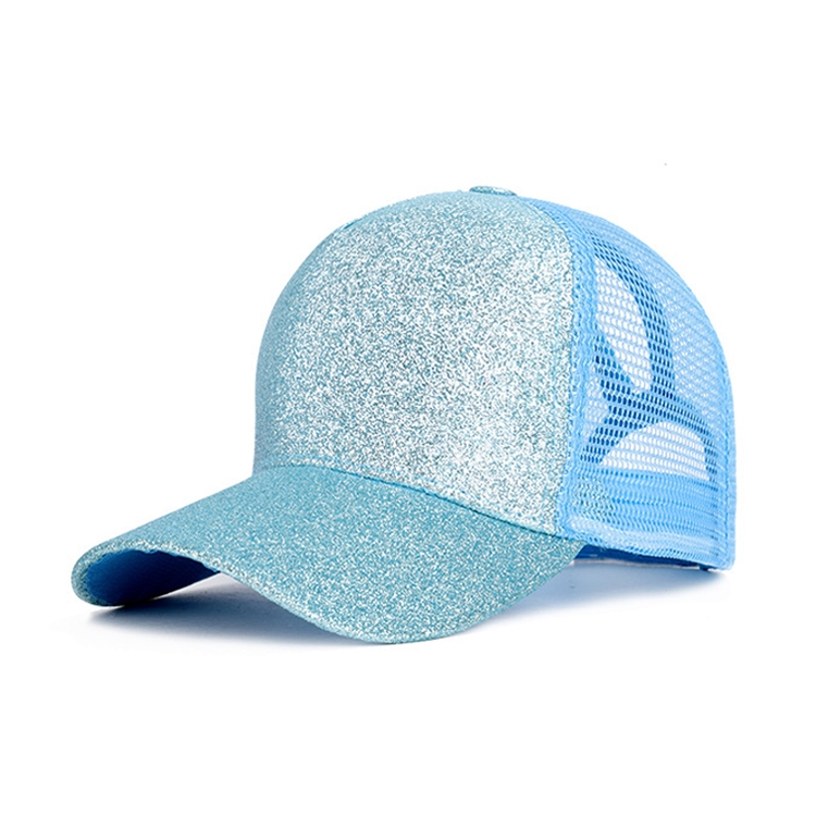 Achetez Conception à Paillettes de Baseball Casquette Décontractée en Maille  Creux - Bleu de Chine