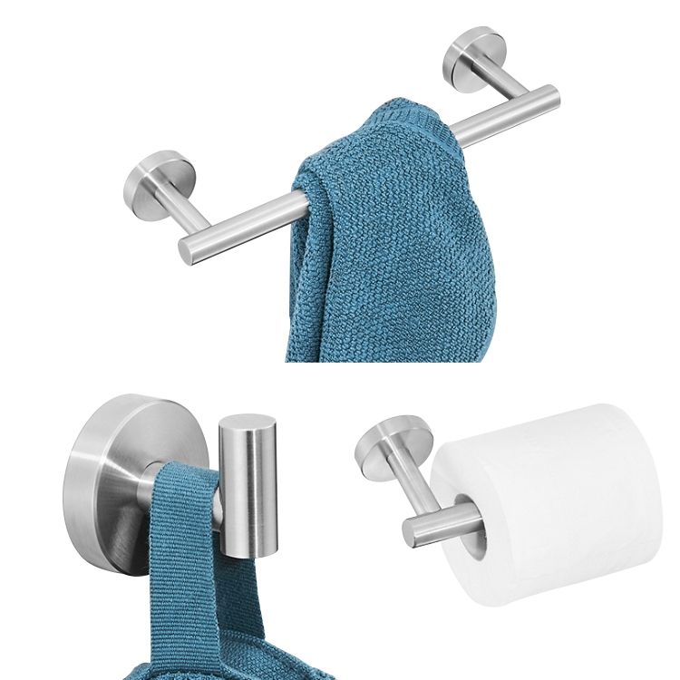 4pcs Stainless Steel Towel Rack Set, Bathroom Accessories Set, Free  Punching Self-adhesive Set, Towel Rack Roll Paper Holder, Coat Hook Bathroom  Accessories Set