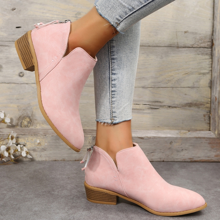 Pink low hotsell heel boots