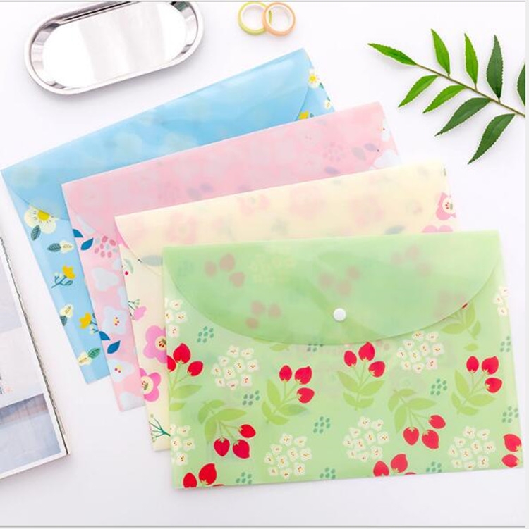 Best price custom PP stationery clear button file bag wholesale plastic  file folder with fastener