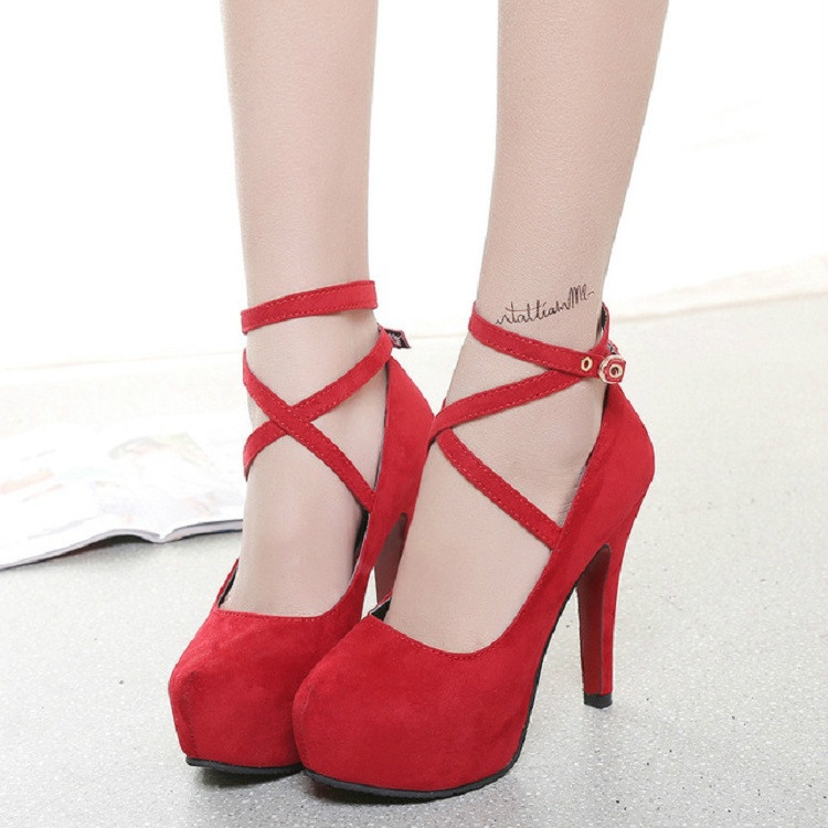 viernes Anoi Implacable Zapatos de mujer Tacones de aguja con punta redonda, Talla: 35 (Rojo)