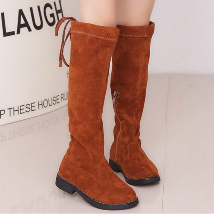 Girls brown knee high sale boots