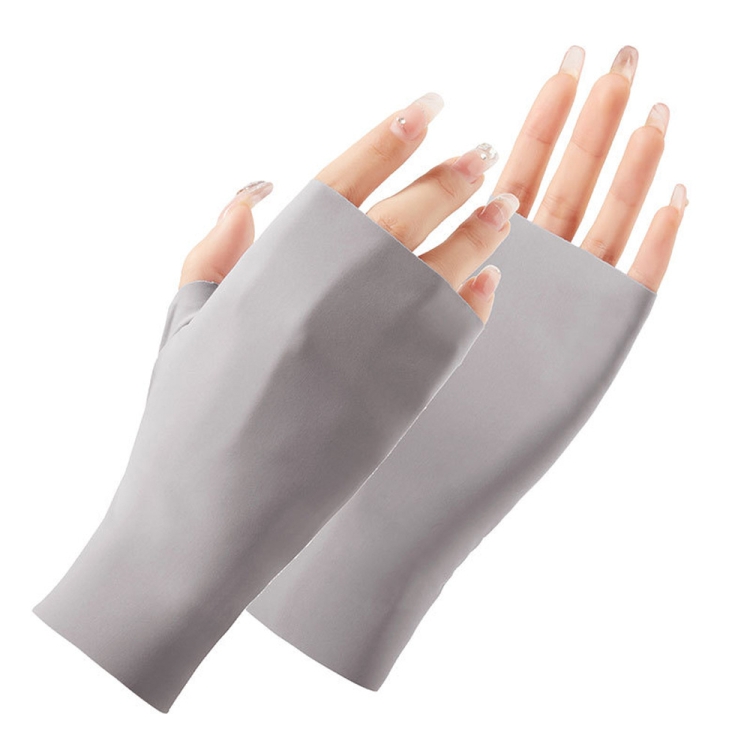 2 paia di guanti da donna per protezione solare guanti mezze dita in seta  di ghiaccio