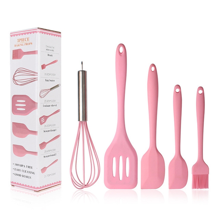 Set X6 Utensilios Cocina Silicona Antiadherente Mango Madera