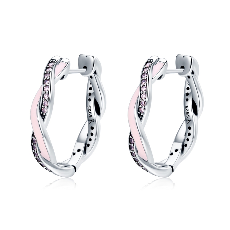 Personality Winding Pure Silver Earrings Diamondstudded Women Silver