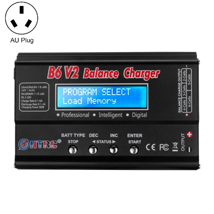 HTRC B6 V2 Balance Charger Intelligent Model Airplane Lithium Battery ...