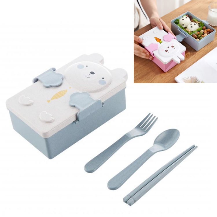 1pc Printed Three-layer Wheat Straw Plastic Bento Box With