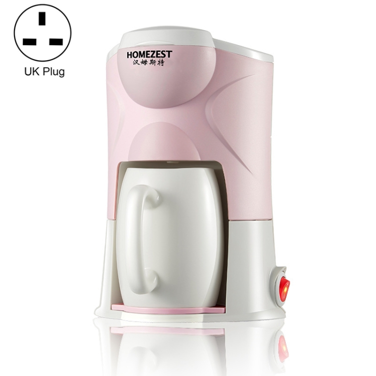 漢姆斯特家用小型咖啡機全自動便攜迷你單杯咖啡壺，規格:英規（粉色）