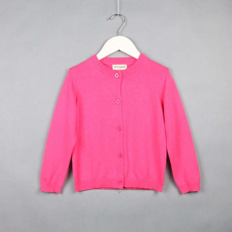 Primavera e outono roupas infantis feminina malha de algodão casaco cardigan,  tamanho infantil: 80 cm (rosa vermelha)