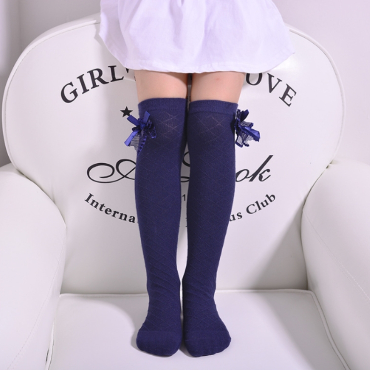 gris negro azul marino 3 pares de calcetines hasta la rodilla para niñas con lazos color blanco 