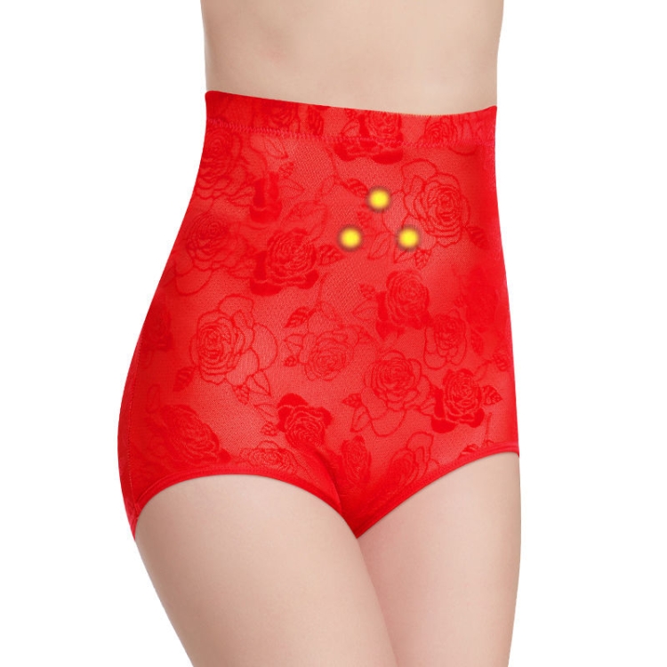 High Waist Women's Panties Breathable Cotton Body Shaper Red