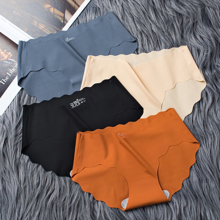 Underwear Breathable Midwaist Sexy Ice Silk Non-Trace Color Solid