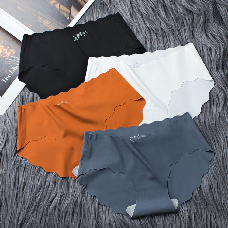 New Product Sexy Seamless Underwear Women Pure Color Ice Silk One-piece Low  Waist Briefs Underwear Women Pure Cotton Crotch