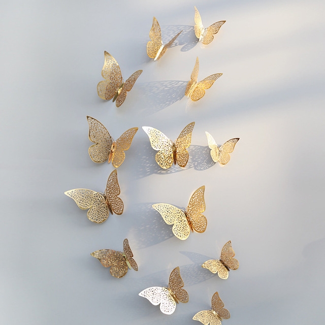 Autocollant papillon creux 3D à quatre couches