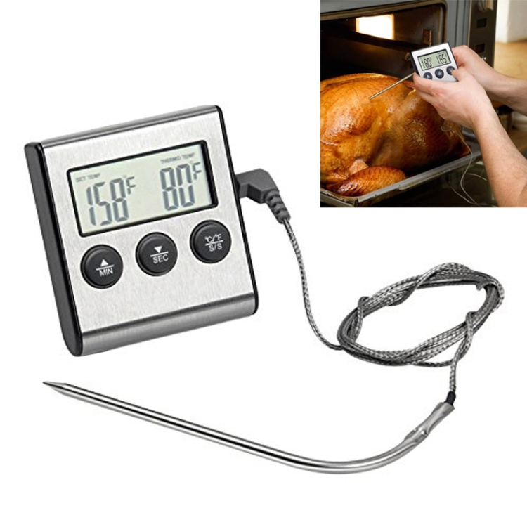 Digitales Ofenthermometer Küche Essen Kochen Fleisch BBQ Sonde Thermometer  Timer Wassermilch Temperatur Kochwerkzeuge
