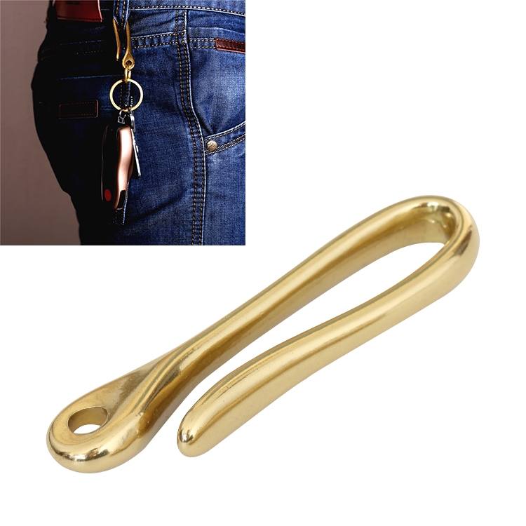 Retro Solid Brass Key Chain Key Ring Belt U Hook Wallet Chain Fish Hook,  Length:4.8