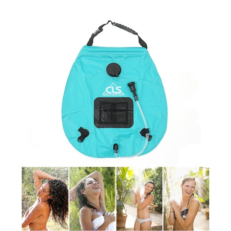 Outdoor Bathing Bag Self-driving Camping Solar Hot Water Bottle 20L Water  Storage Bag(Lake Blue)