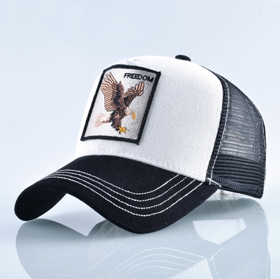 Gorra de béisbol con animal bordado de algodón (águila blanca)
