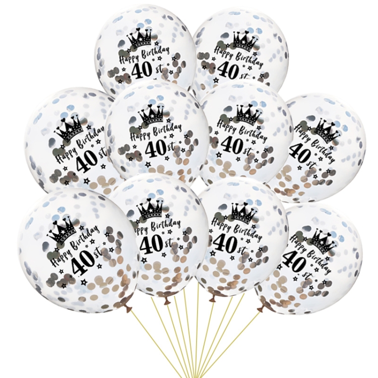 10pcs 12inch 30 40 50 Anniversary Transparent Crown Latex Confetti Balloon Decor 