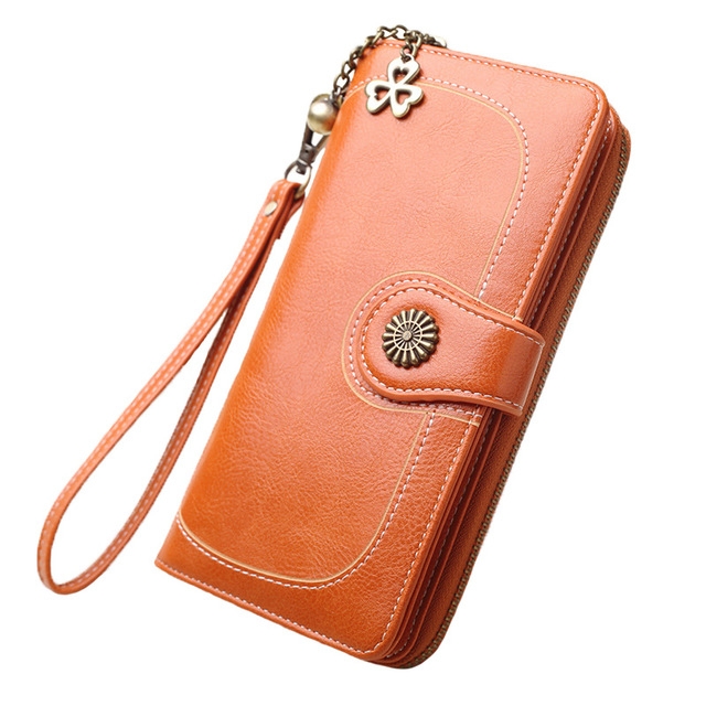 Cartera Retro para mujer, monedero largo multifuncional con