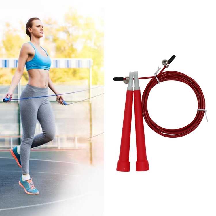 Corde à sauter de fitness réglable en fil d'acier Skip Longueur: 3 m (rouge)