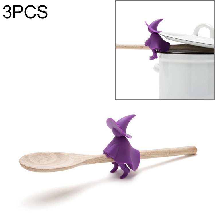 Silicone Witch Spoon Holder, Steam Releaser, Spill-proof Lid