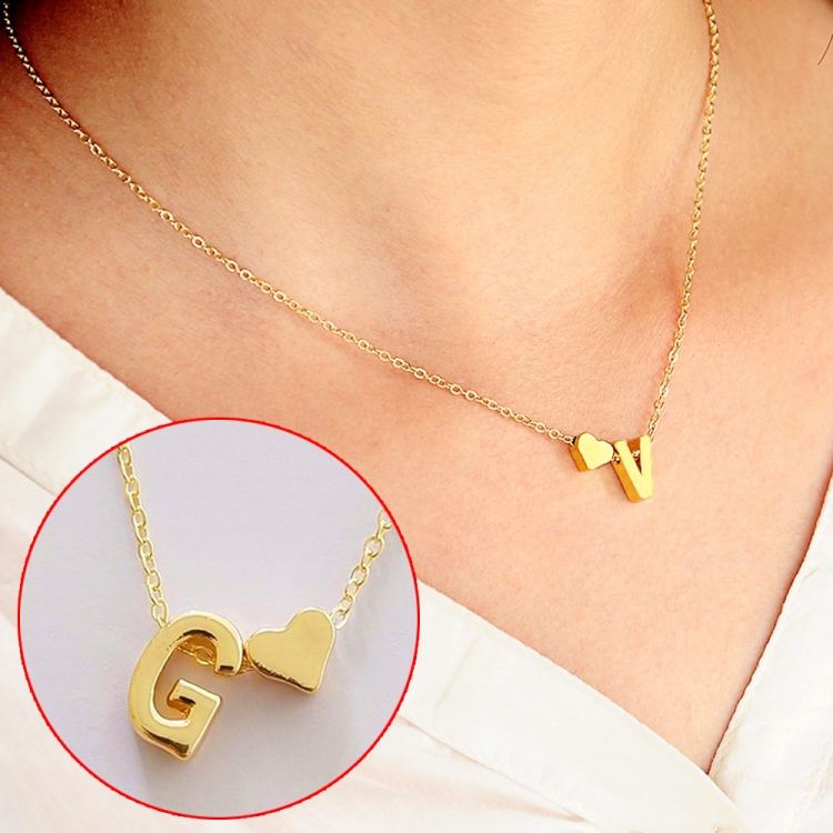 heart shape initial letter pendant necklace (gold) – Mint Boutique