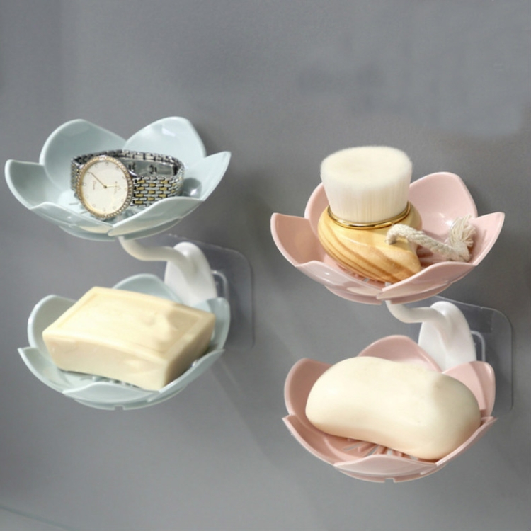 Double Wall Hanging Drain Soap Box Multifunctional Lotus Flower Shaped Soap  Holder Bathroom Rack Household Non-slip Storage Hook