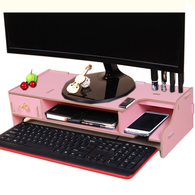 Monitor Organizer da scrivania per computer con supporto in legno e slot  per archiviazione mouse per