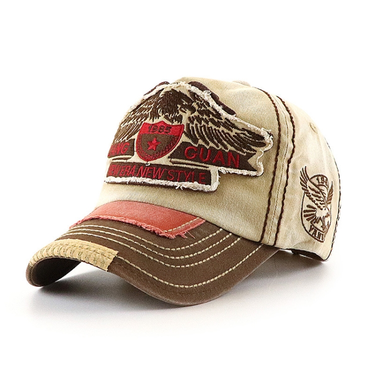 YANG GUAN Eagle Pattern Embroidered Washed Baseball Cap Sun Protection Cap,  Size: 58cm(Medium Rice)
