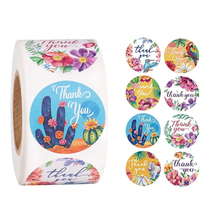 Merci Étiquette Autocollant Rond Floral Stickers Diy Wrapping