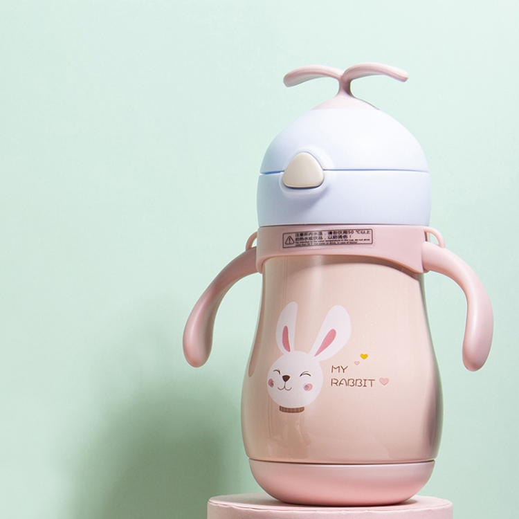 New Cartoon Children's Rabbit Ears Warm Display Cup Set Intelligent  Temperature Measuring Straw Portable Children's Thermos