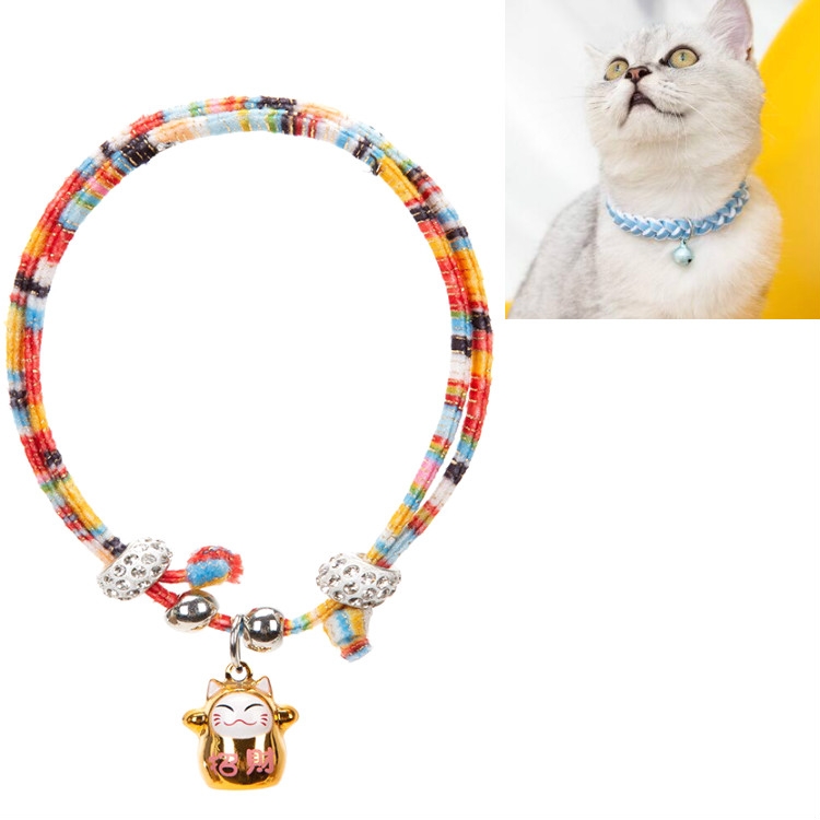 Collar universal para gatos y perros tejidos de algodón de color de campana para  mascotas ajustable
