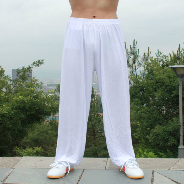 Chinese Kung fu Pants for men loose tai chi dragon pants Chinese literary  wind ramie embroidery