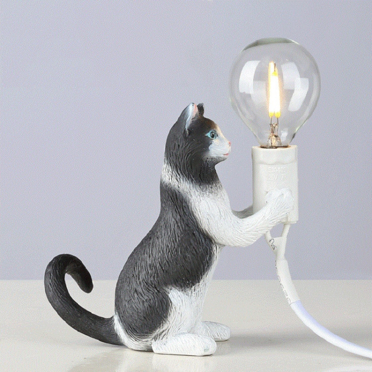 Lámpara de mesa para animales con luz de gato, mini luz nocturna, enchufe:  enchufe de la